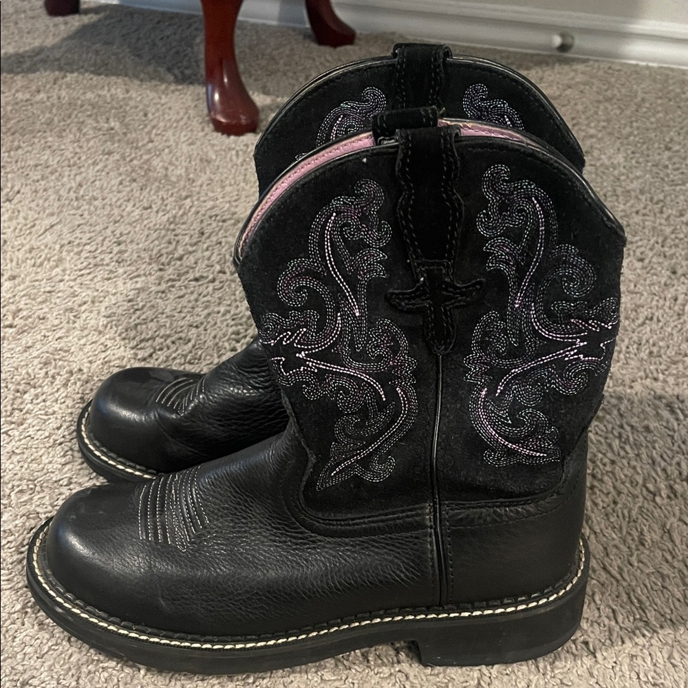 Ariat Black and Purple Ankle Boots